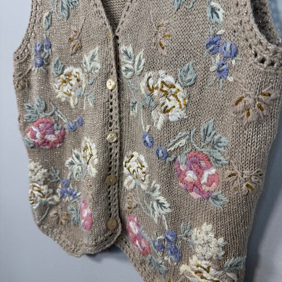 Vintage Casual Corner Vest Floral Embroidered Grannycore Limited Edition Small - Picture 4 of 14